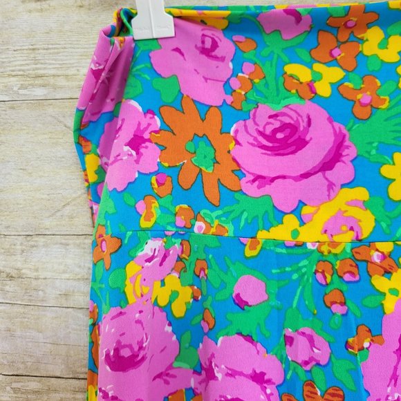 EUC LuLaRoe Maxi Skirt/Dress XL - Bright Pink Yellow Orange Floral - Picture 2 of 4